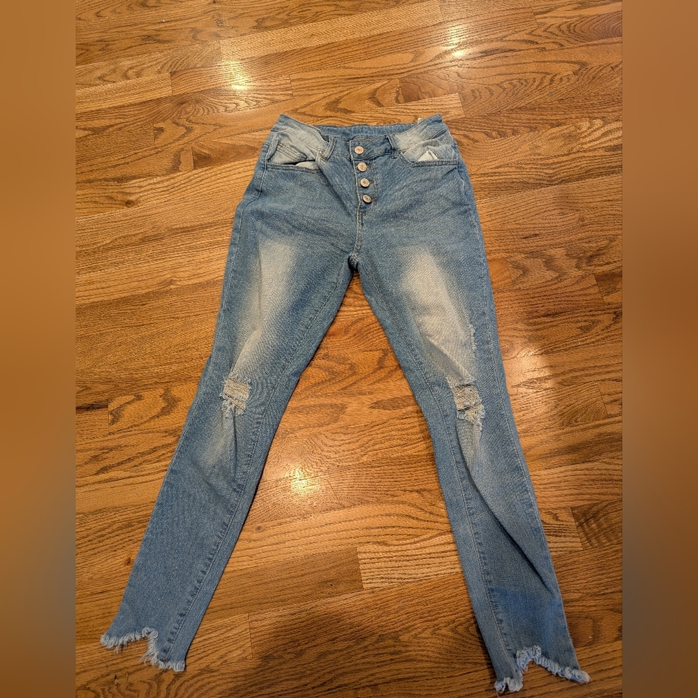 Women's Blue Distressed Jeans